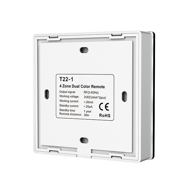 T22-1 4 Zones RF Tunable White Wall Mounted Touch Panel Controller T22-1 4 Zones RF Tunable White Wall Mounted Touch Panel Controller